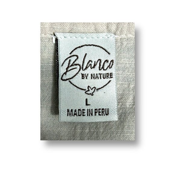 Blanco by Nature Suza Dress Beige 100% Peruvian Cotton Mini Shift Cottagecore L - Picture 6 of 9